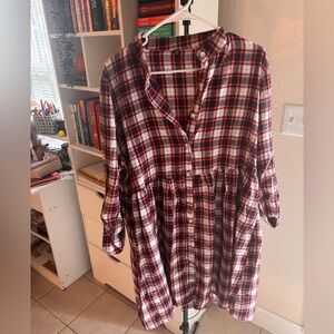 XL Boutique Flannel Short Dress (Button Up)